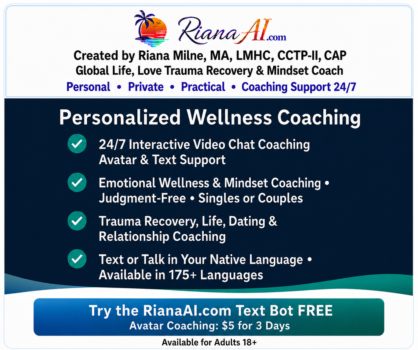 RianaAI — Personalized Wellness Coaching by Riana Milne