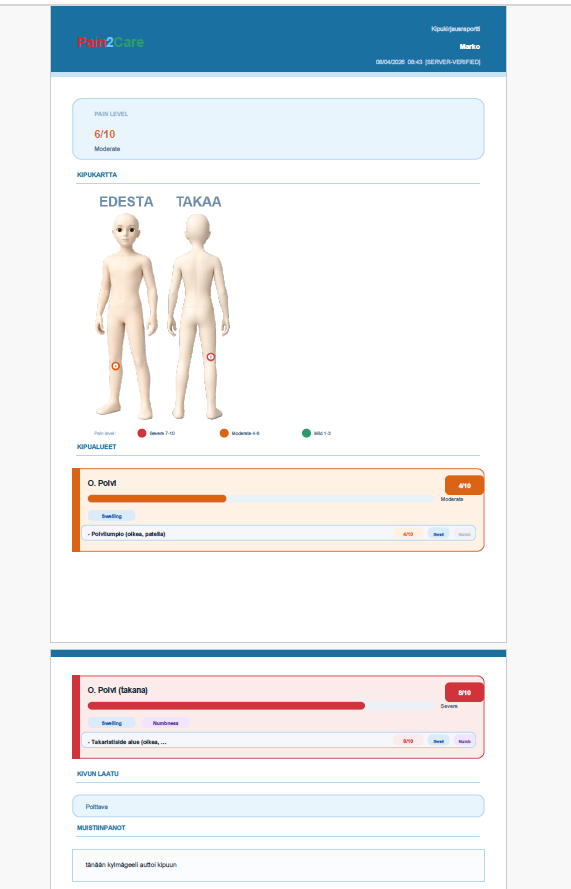 PDF-raportti lääkärille